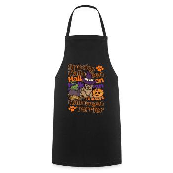 Silky Terrier Halloween Spooky Halloween Terrier - Tablier de cuisine - noir - Devant - AI Model Male 185 dark (185cm)
