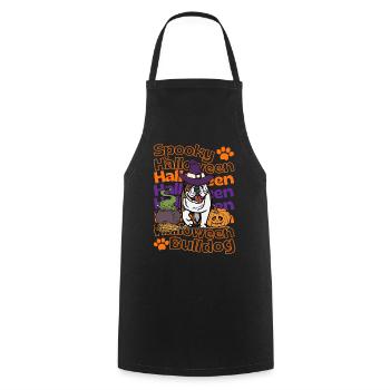 Bulldogge Halloween Hund Spooky Halloween Bulldog - Kochschürze - Schwarz - Vorne - AI Model Male 185 dark (185cm)