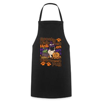 Mops Halloween Hund. Spooky Halloween Pug - Kochschürze - Schwarz - Vorne - AI Model Male 185 dark (185cm)