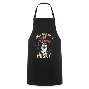 Amant husky mignon kawaii - Tablier de cuisine - noir - Devant - AI Model Male 185 dark (185cm)