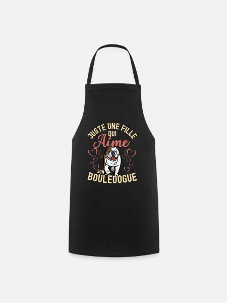 Amant de bouledogue anglais mignon kawaii - Tablier de cuisine - noir
