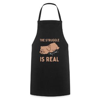 Tired Lazy Bulldog Funny Saying Sports Fitness - Cooking Apron - black - Front - AI Model Male 185 dark (185cm)