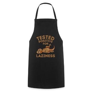 Tired Lazy Dinosaur Funny Saying - Cooking Apron - black - Front - AI Model Male 185 dark (185cm)
