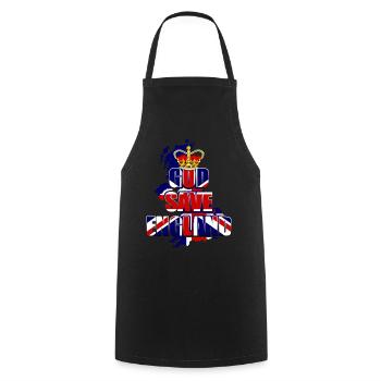 God protect England Crown Flag Greater Bitannia - Cooking Apron - black - Front - AI Model Male 185 dark (185cm)