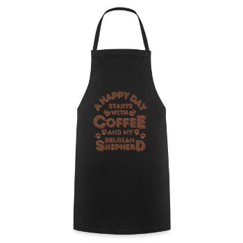 Belgian Shepherd Coffee Dog Cafe - Cooking Apron - black - Front - AI Model Male 185 dark (185cm)