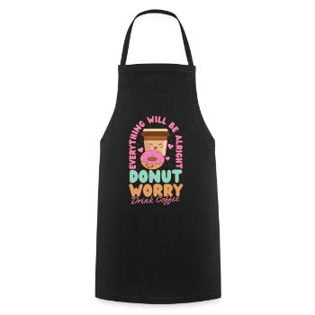 Donut Worry boire du café Donut kawaii - Tablier de cuisine - noir - Devant - AI Model Male 185 dark (185cm)