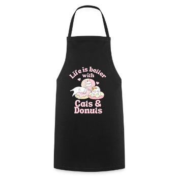 Donut cat kawaii cute cats with donuts - Cooking Apron - black - Front - AI Model Male 185 dark (185cm)