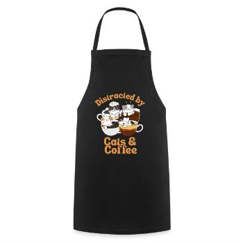 Kaffee Katze kawaii Kaffee und Katzen Liebhaber - Kochschürze - Schwarz - Vorne - AI Model Male 185 dark (185cm)