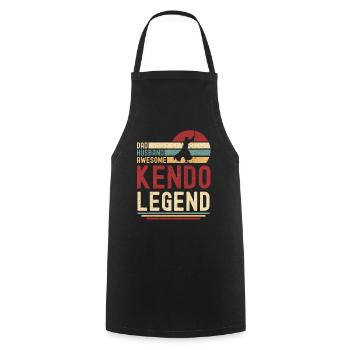 Papa Husband Kendo Legend vintage retro - Cooking Apron - black - Front - AI Model Male 185 dark (185cm)
