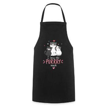Cat love for cat lovers - Cooking Apron - black - Front - AI Model Male 185 dark (185cm)