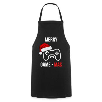 MERRY GAME - MAS Game Gaming X - mas Weihnachten - Kochschürze - Schwarz - Vorne - AI Model Male 185 dark (185cm)