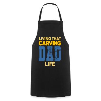 Living That Carving Dad Life Holzschnitzer - Kochschürze - Schwarz - Vorne - AI Model Male 185 dark (185cm)