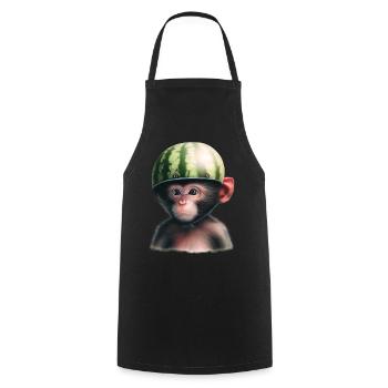 Singe à la pastèque - Tablier de cuisine - noir - Devant - AI Model Male 185 dark (185cm)