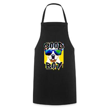 Who's a good boy who - Cooking Apron - black - Front - AI Model Male 185 dark (185cm)