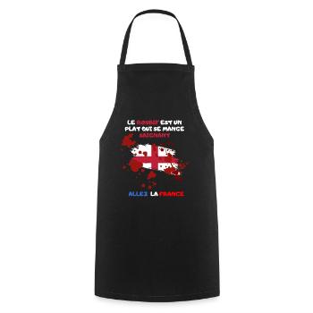 Rosbif Saignant. Allez la France. Supporter - Tablier de cuisine - noir - Devant - AI Model Male 185 dark (185cm)