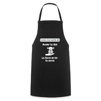 Conseil Avaler. Cadeau Humour Anniversaire - Tablier de cuisine - noir - Devant - AI Model Male 185 dark (185cm)