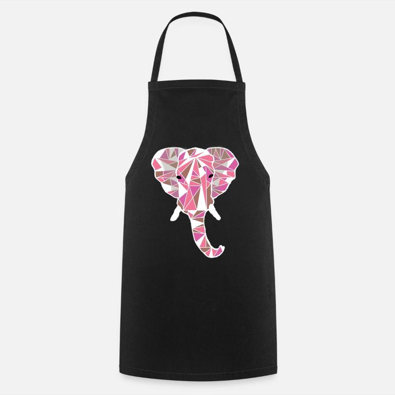 pink elephant head - Cooking Apron - black
