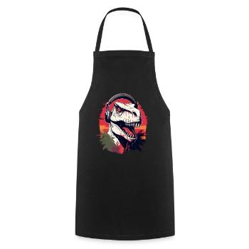 Dinosaur with headphones - Cooking Apron - black - Front - AI Model Male 185 dark (185cm)