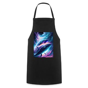 Divine whales in the cosmic star nebula - Cooking Apron - black - Front - AI Model Male 185 dark (185cm)