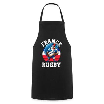Coq Rugby Joueur de Ballon Fan - Tablier de cuisine - noir - Devant - AI Model Male 185 dark (185cm)