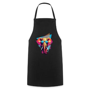Elephant with sunglasses 80s style - Cooking Apron - black - Front - AI Model Male 185 dark (185cm)