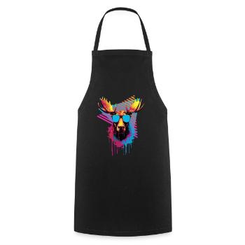 Moose with sunglasses 80s style - Cooking Apron - black - Front - AI Model Male 185 dark (185cm)