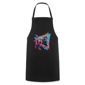 Maine Coon 80s Style - Cooking Apron - black - Front - AI Model Male 185 dark (185cm)