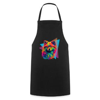Miniature Spitz 80s Style - Cooking Apron - black - Front - AI Model Male 185 dark (185cm)