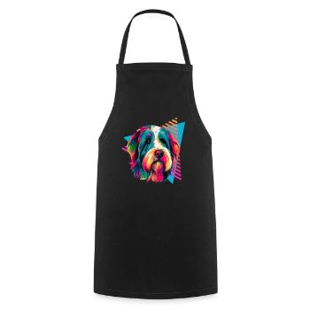 Bearded Collie 80s Style - Cooking Apron - black - Front - AI Model Male 185 dark (185cm)