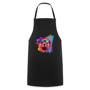 Capybara with sunglasses 80s style - Cooking Apron - black - Front - AI Model Male 185 dark (185cm)