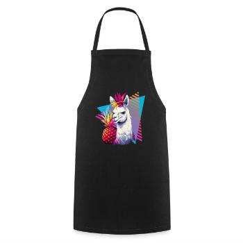 Llama with pineapple 80s style - Cooking Apron - black - Front - AI Model Male 185 dark (185cm)