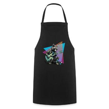 Raccoon with guitar 80s style - Cooking Apron - black - Front - AI Model Male 185 dark (185cm)