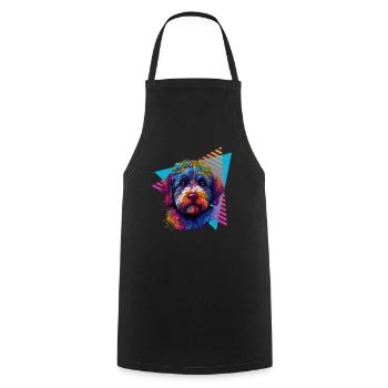 Lagotto Romagnolo 80s style - Cooking Apron - black - Front - AI Model Male 185 dark (185cm)