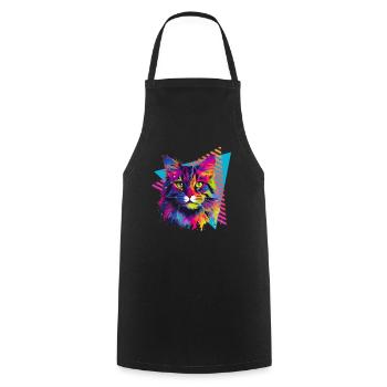 Maine Coon 80s Style - Cooking Apron - black - Front - AI Model Male 185 dark (185cm)
