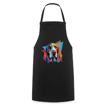 Basset Hound 80s Style - Cooking Apron - black - Front - AI Model Male 185 dark (185cm)