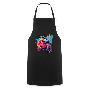 Sea turtle 80s style - Cooking Apron - black - Front - AI Model Male 185 dark (185cm)