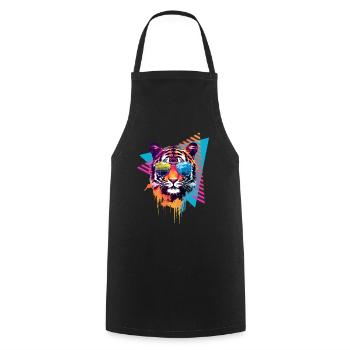 Tiger with sunglasses 80s style - Cooking Apron - black - Front - AI Model Male 185 dark (185cm)