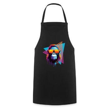 Chimpanzee with sunglasses 80s style - Cooking Apron - black - Front - AI Model Male 185 dark (185cm)