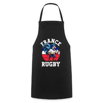 Coq Ballon Rugby Joueur Fan - Tablier de cuisine - noir - Devant - AI Model Male 185 dark (185cm)