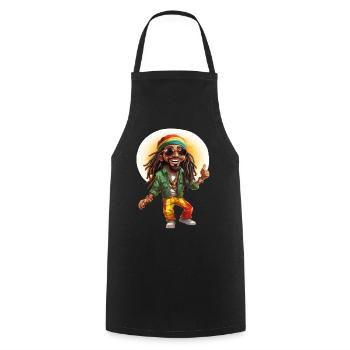 Tom the Rastafarian Reggae Style Cartoon Character. - Cooking Apron - black - Front - AI Model Male 185 dark (185cm)