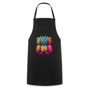 Colorful Pineapple Splash of Paint Splashes - Cooking Apron - black - Front - AI Model Male 185 dark (185cm)