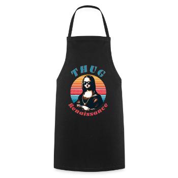 Hipster Mona mit Retro-Vibe - Kochschürze - Schwarz - Vorne - AI Model Male 185 dark (185cm)