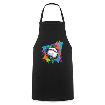 Baseball Color splash Paint splash Splash Splash 80e - Cooking Apron - black - Front - AI Model Male 185 dark (185cm)