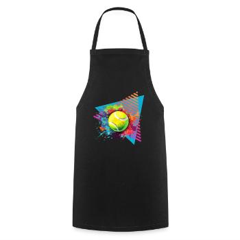 Tennis Ball Tennis Paint Splash Color Splash - Cooking Apron - black - Front - AI Model Male 185 dark (185cm)