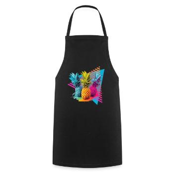 Colorful Pineapple Splash of Paint Splashes - Cooking Apron - black - Front - AI Model Male 185 dark (185cm)