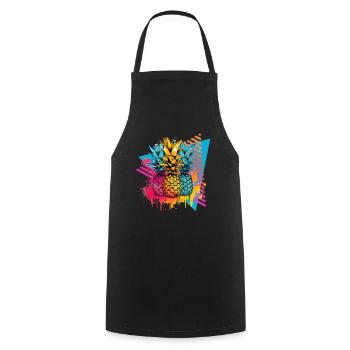 Pineapple Palms Splashes of Paint Splashes - Cooking Apron - black - Front - AI Model Male 185 dark (185cm)