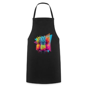 Colorful Pineapple Splash of Paint Splashes - Cooking Apron - black - Front - AI Model Male 185 dark (185cm)
