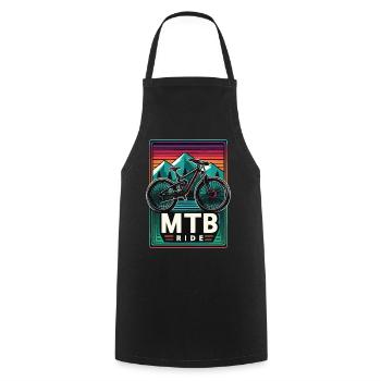 Mountain Bike MTB Ride Vintage Style - Cooking Apron - black - Front - AI Model Male 185 dark (185cm)