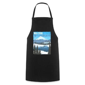 Winter Wonderland - public domain modificated - Cooking Apron - black - Front - AI Model Male 185 dark (185cm)