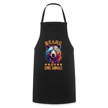 Colorful bear paint blobs paint splashes - Cooking Apron - black - Front - AI Model Male 185 dark (185cm)